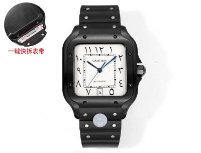  THB Factory Cartier Santos Middle East Version Tape Black Steel Case Diameter 39.8mm watch